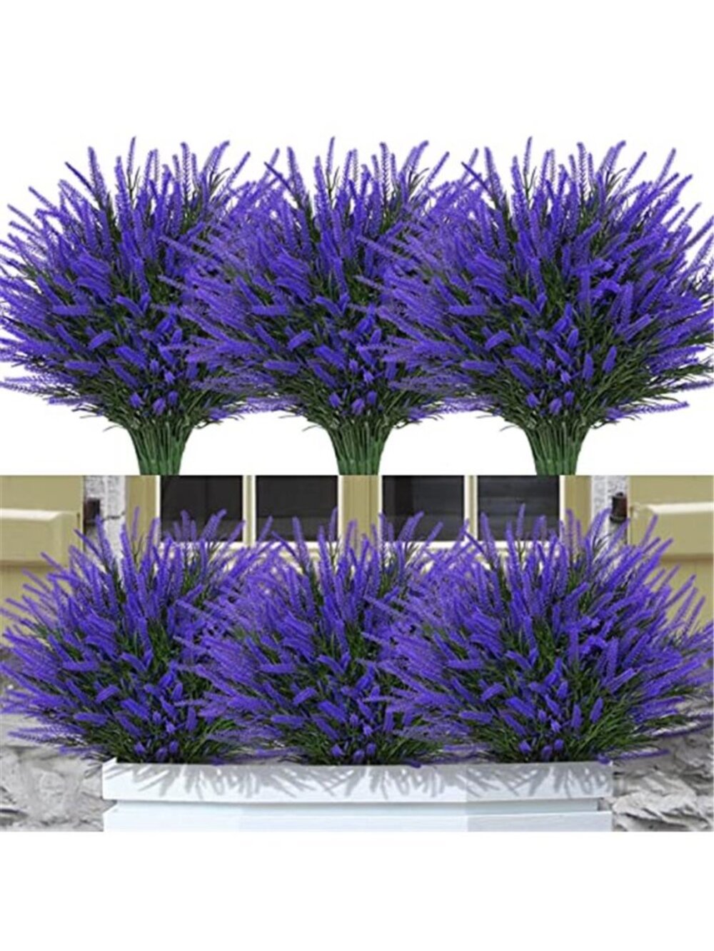 Artificial Lavender Plants UV Resistant Fake Flowers Outdoor Porch Decor